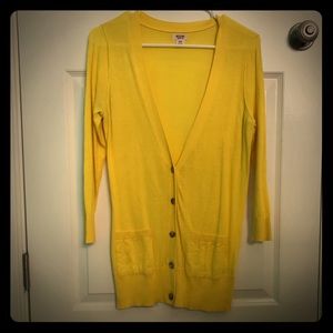Yellow Button Down 3/4 Sleeve Cardigan